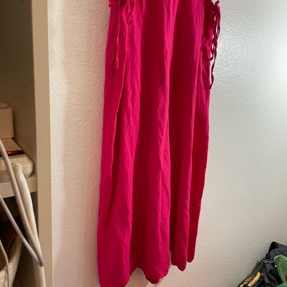 Zara Linen Cut Out Sleeveless Dress Pink/Coral Size Small - Picture 4 of 8